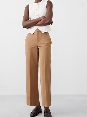 Banana Republic Camel Wide-Leg High-Rise Trousers